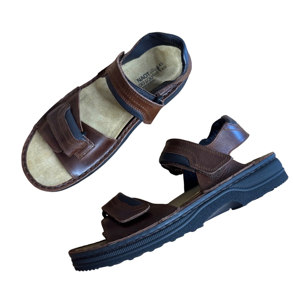 Naot lappland Leather Adjustable Strap Walking Sandals Brown Size 43 M10